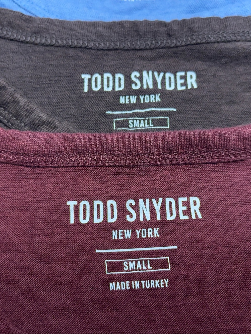 Todd Snyder Linen T Shirts Mens Small Coconut Sail Blue Burgundy Lot If Three - Picture 3 of 10
